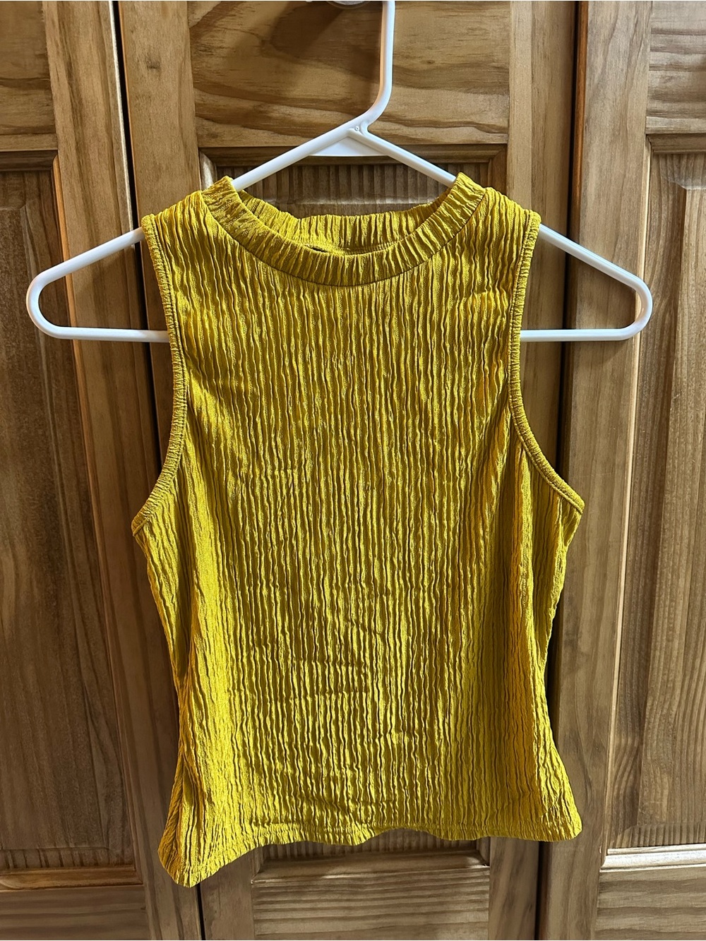SHEIN Textured High-Neck Sleeveless Tank in Mustard